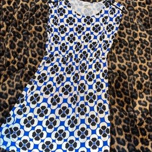 Loft dress blue with black and white flowers
